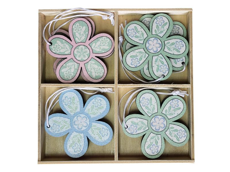 065332 Flori lemn color pentru decoratiuni florale set 8 buc