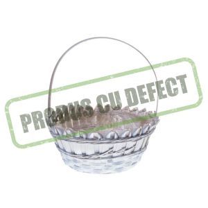 Cos rotund rattan alb+toarta pentru aranjamente florale
