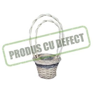 Cos rotund rattan crem/gri+toarta pentru aranjamente florale set 2 buc