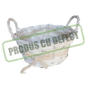 Cos rotund ratan cu dantela pentru aranjamente florale