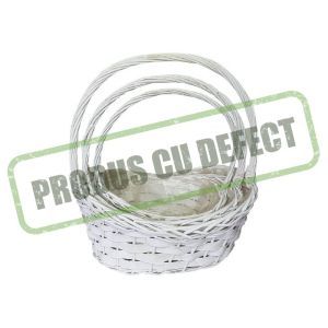 Cos oval rattan+toarta pentru aranjamente florale set 3 buc