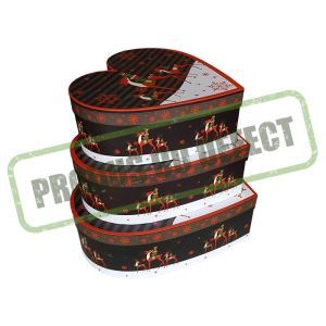 Cutii tip inima model craciun pentru aranjamente florale set 3 buc
