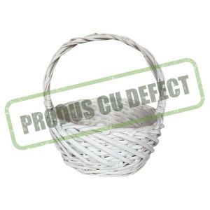 Cos rotund rattan alb pentru aranjamente florale