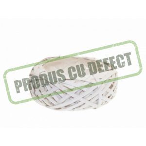 Cos rattan rotund alb 30 cm