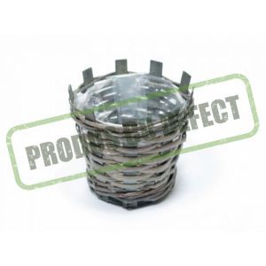 Cos rattan rotund alb 13x13 cm