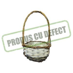 Cos rotund alb/gri+toarta pentru aranjamente florale