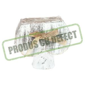 Cos lemn tip inima+fundita pentru aranjamente florale