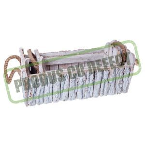 Cos dreptunghiular lemn +maner sfoar pentru aranjamente florale set 2 buc