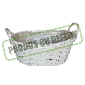 Cos alb oval cu toarta 25 cm