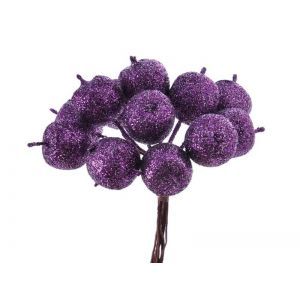 Buchet 12 merisoare color+sclipici pentru decoratiuni florale