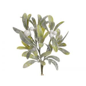 Buchet 3 fire verdeata artificiala+bobite albe pentru aranjamente florale