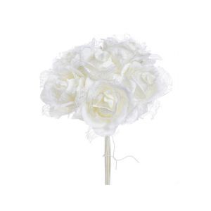 Buchet 6 trandafiri artficiali+dantela pentru aranjamente florale