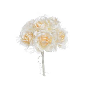 Buchet 6 trandafiri artficiali+dantela pentru aranjamente florale