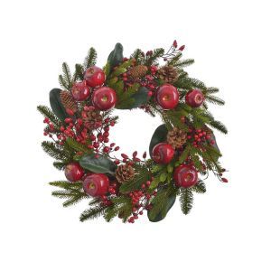 Coronita brad artificial+mere+con+bobite rosii pentru decoratiuni craciun