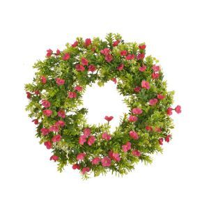 Coronita verdeata artificiala+flori pentru decoratiuni florale