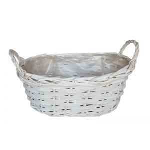 Cos alb oval cu toarta 25 cm