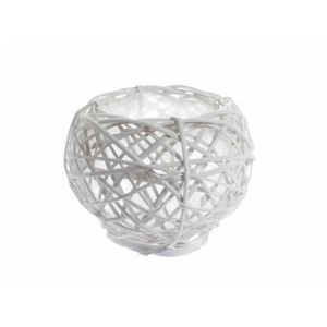 Cos impletit rattan alb pentru aranjamente florale
