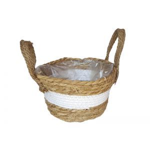 Cos impletit rotund cu toarta pentru aranjamente florale