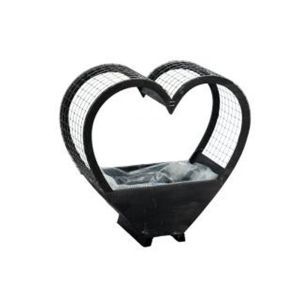 Cos lemn tip inima+suport plasa pentru aranjamente florale
