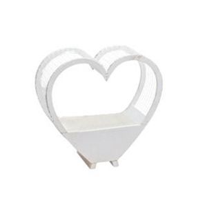 Cos lemn tip inima+suport plasa pentru aranjamente florale