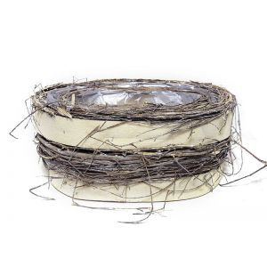 Cos oval lemn+nuiele pentru aranjamente florale set 2 buc