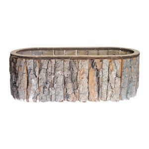Cos oval lemn+scoarta pentru aranjamente florale
