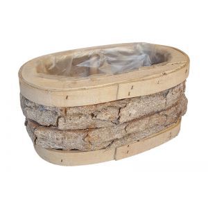 Cos oval lemn+scoarta pentru aranjamente florale