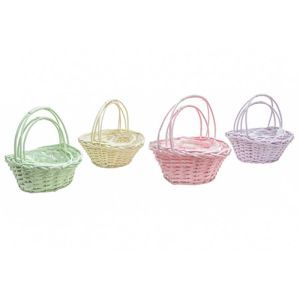 Cos oval rattan color+toarta pentru aranjamente florale set 2 buc