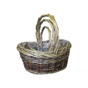 Cos oval rattan pentru aranjamente florale set 3 buc