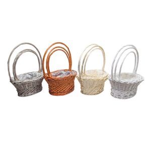 Cos oval rattan+toarta pentru aranjamente florale set 3 buc