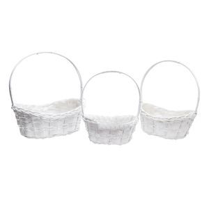 Cos oval rattan+toarta pentru aranjamente florale set 3 buc