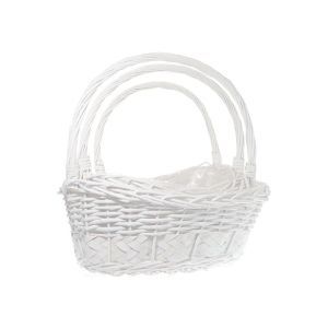 Cos oval rattan+toarta pentru aranjamente florale set 3 buc