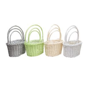 Cos oval rattan+toarta pentru aranjamente florale set 3 buc