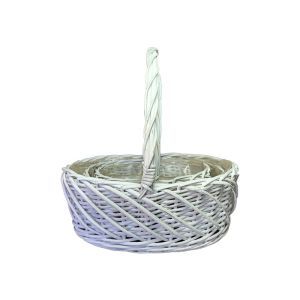 Cos oval rattan+toarta pentru aranjamente florale set 3 buc