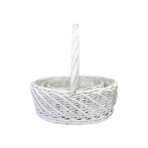 Cos oval rattan+toarta pentru aranjamente florale set 3 buc