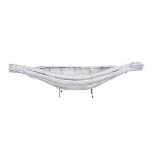 Cos rattan alb tip barcuta pentru aranjamente florale