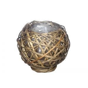 Cos rattan sfera gri pentru aranjamente florale