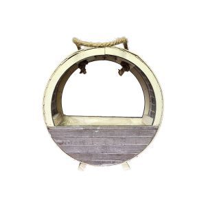 Cos rotund lemn+agatatoare pentru aranjamente florale