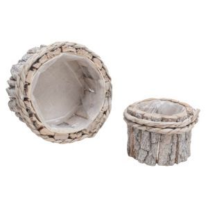 Cos rotund lemn pentru aranjamente florale set 2 buc