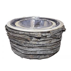 Cos rotund lemn+scoarta pentru aranjamente florale set 2 buc