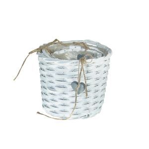 Cos rotund rattan+sfoara+inimioare pentru aranjamente florale set 3 buc