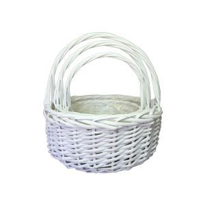 Cos rotund rattan+toarta pentru aranjamente florale set 3 buc