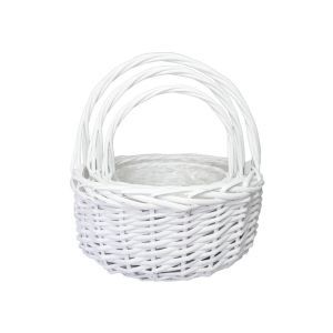 Cos rotund rattan+toarta pentru aranjamente florale set 3 buc