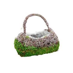 Cos tip poseta nuiele+muschi pentru aranjamente florale