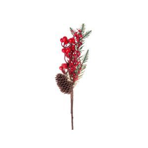 Crenguta brad artificial+bobite+con pentru decoratiuni florale