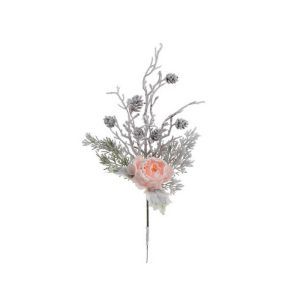 Crenguta brad artificial+zapada+flori pentru decoratiuni Craciun