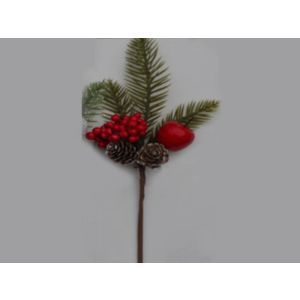 Crenguta brad+merisoare+bobite rosii+con pentru decoratiuni florale