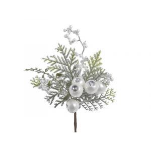Crenguta brad+verdeata+bobite albe pentru aranjamente florale