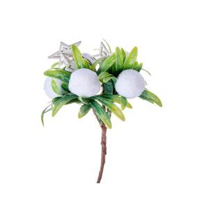 Crenguta frunze artificiale+bumbac+stelute pentru decoratiuni florale