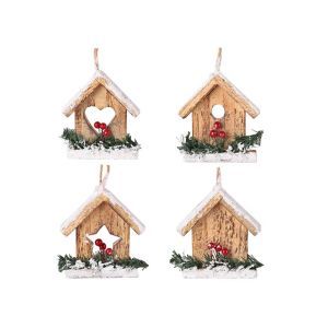 Figurina casuta lemn+agatatoare pentru decoratiuni florale